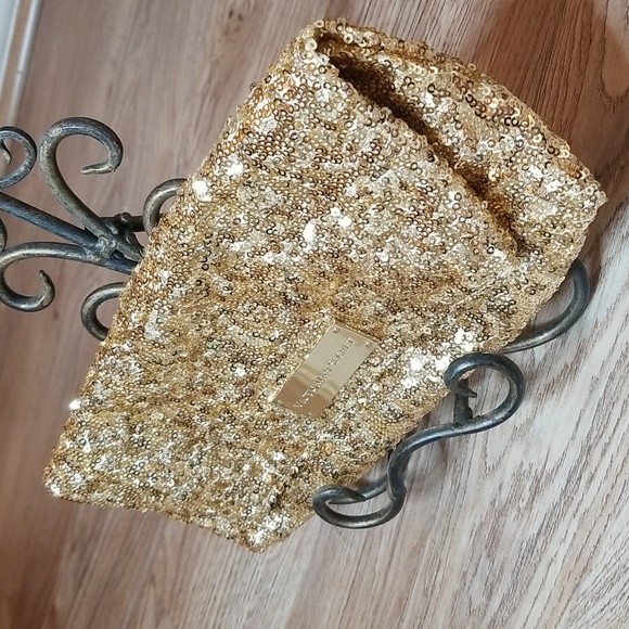 Victoria's Secret Gold Sequin Bag Pouch Purse - Picture 2 of 7